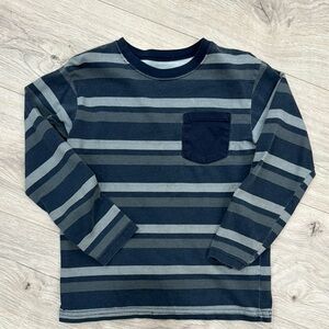 Navy and Gray Striped Long Sleeve Tee